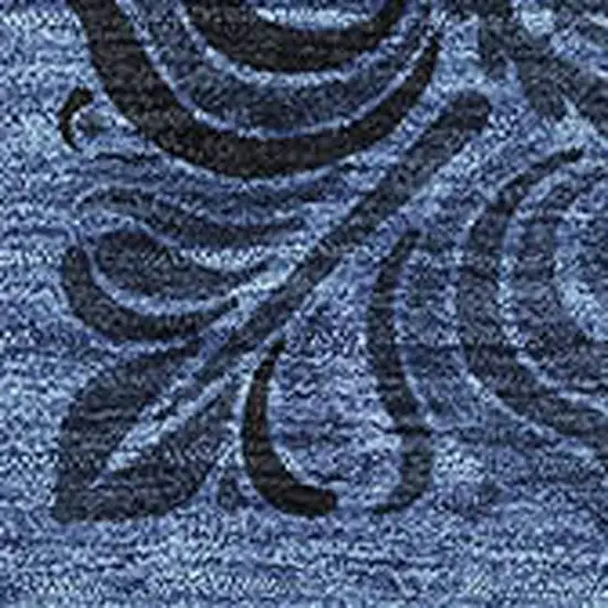 Denim Blue And Charcoal Medallion Washable Area Rug With UV Protection Photo 3