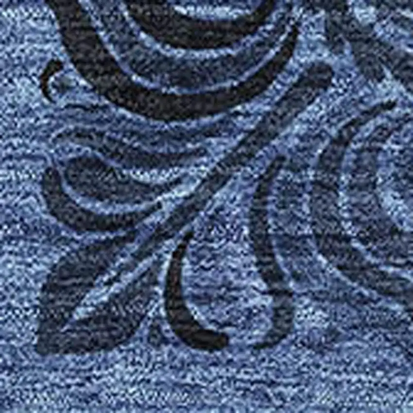 Denim Blue And Charcoal Medallion Washable Area Rug With UV Protection Photo 3