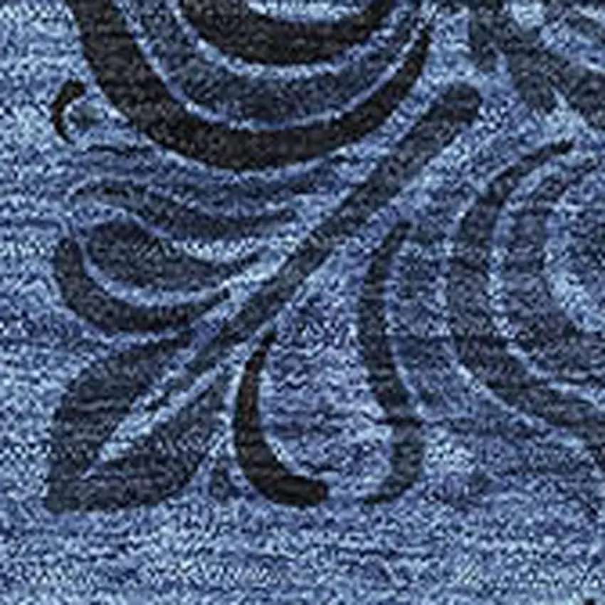 Denim Blue And Charcoal Medallion Washable Area Rug With UV Protection Photo 3