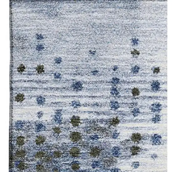 Denim Blue And Chocolate Geometric Washable Area Rug With UV Protection Photo 3