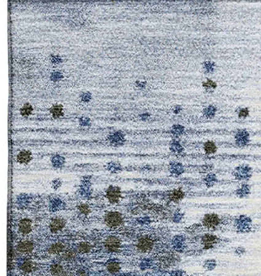 Denim Blue And Chocolate Geometric Washable Area Rug With UV Protection Photo 3