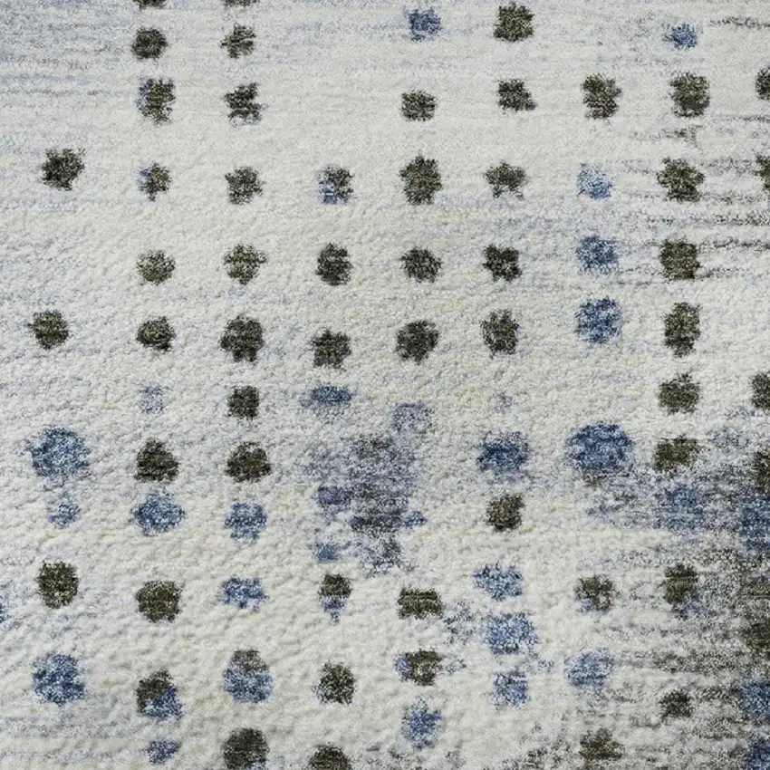 Denim Blue And Chocolate Geometric Washable Area Rug With UV Protection Photo 8