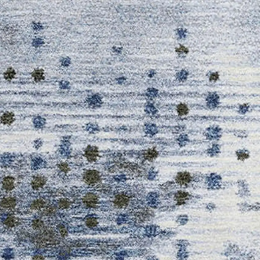 Denim Blue And Chocolate Geometric Washable Area Rug With UV Protection Photo 3