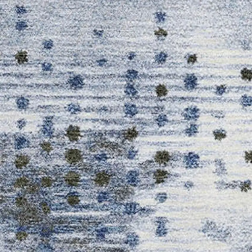 Denim Blue And Chocolate Geometric Washable Area Rug With UV Protection Photo 3