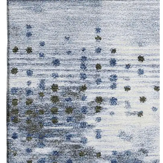 Denim Blue And Chocolate Geometric Washable Area Rug With UV Protection Photo 3