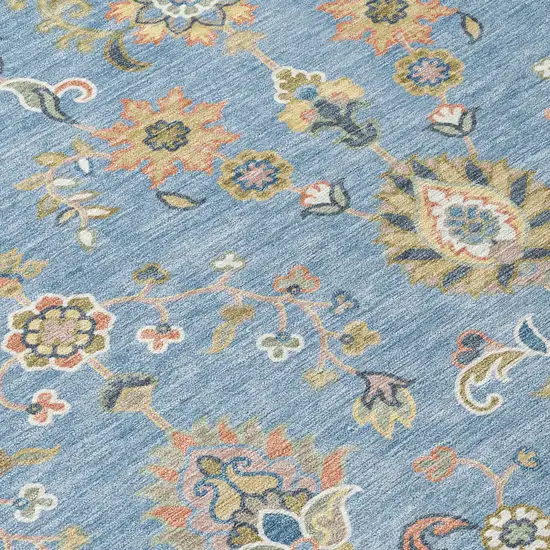 Denim Blue And Copper Abstract Washable Indoor Outdoor Area Rug Photo 5