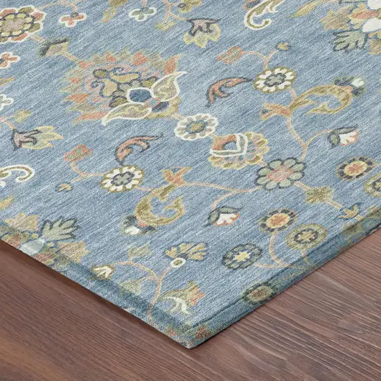 Denim Blue And Copper Abstract Washable Indoor Outdoor Area Rug Photo 4