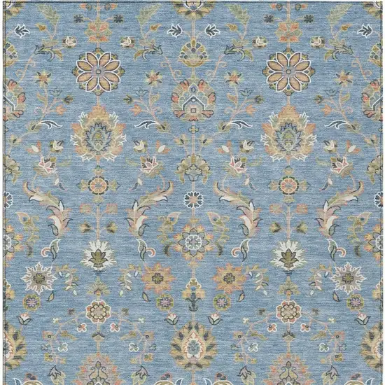 Denim Blue And Copper Abstract Washable Indoor Outdoor Area Rug Photo 2