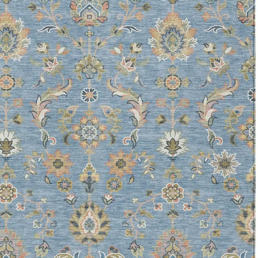 Denim Blue And Copper Abstract Washable Indoor Outdoor Area Rug Photo 2
