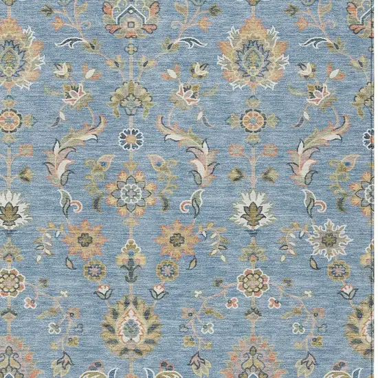 Denim Blue And Copper Abstract Washable Indoor Outdoor Area Rug Photo 2
