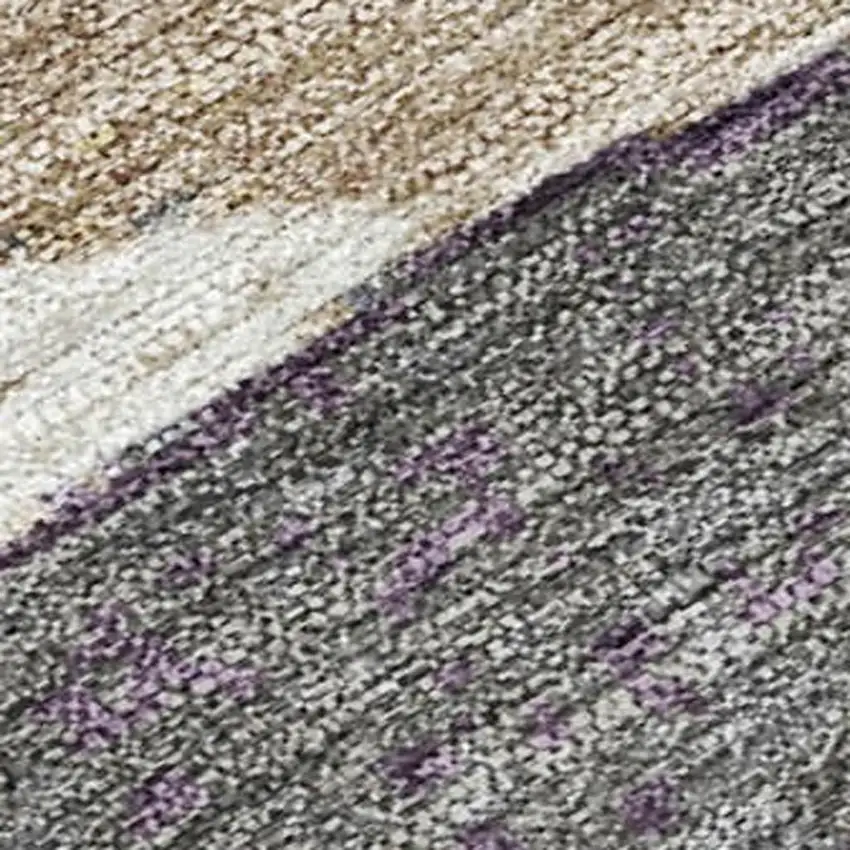 Denim Blue And Eggplant Abstract Washable Indoor Outdoor Area Rug Photo 3