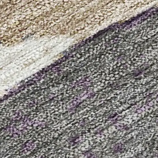 Denim Blue And Eggplant Abstract Washable Indoor Outdoor Area Rug Photo 3