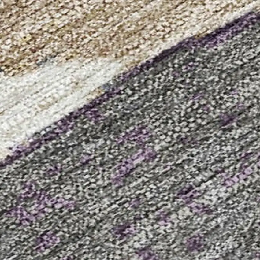 Denim Blue And Eggplant Abstract Washable Indoor Outdoor Area Rug Photo 3