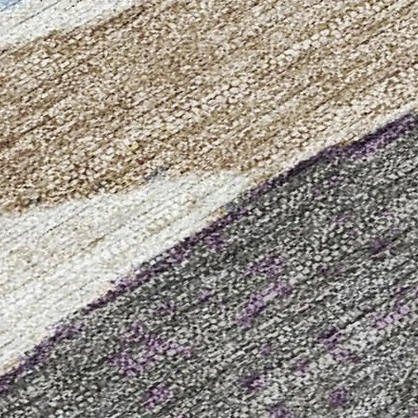 Denim Blue And Eggplant Abstract Washable Indoor Outdoor Area Rug Photo 4