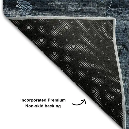 Denim Blue And Gray Abstract Washable Area Rug With UV Protection Photo 7