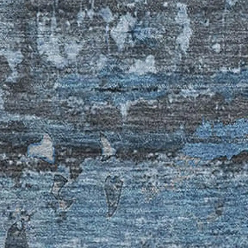 Denim Blue And Gray Abstract Washable Area Rug With UV Protection Photo 3
