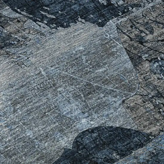 Denim Blue And Gray Abstract Washable Area Rug With UV Protection Photo 9