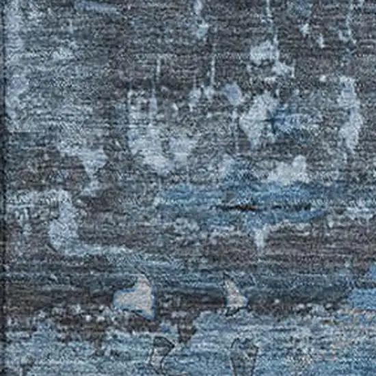 Denim Blue And Gray Abstract Washable Area Rug With UV Protection Photo 3