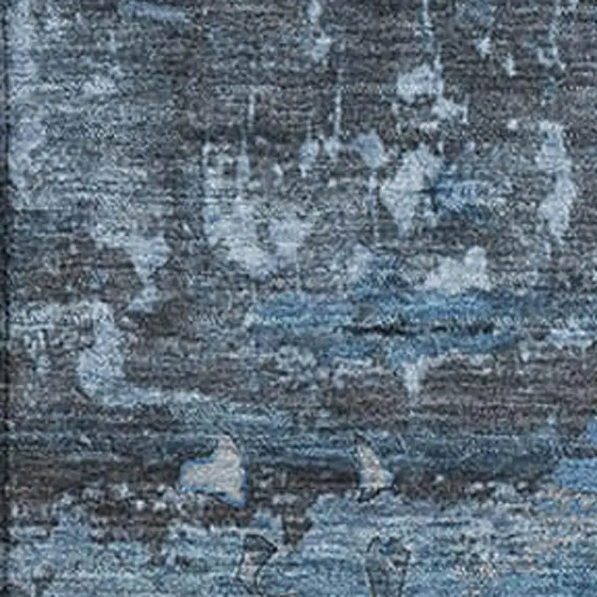 Denim Blue And Gray Abstract Washable Area Rug With UV Protection Photo 3