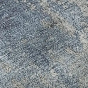 Photo of Denim Blue And Gray Abstract Washable Area Rug With UV Protection