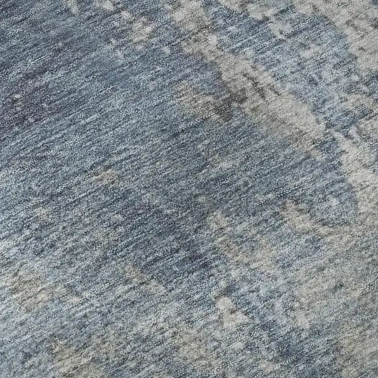 Denim Blue And Gray Abstract Washable Area Rug With UV Protection Photo 1