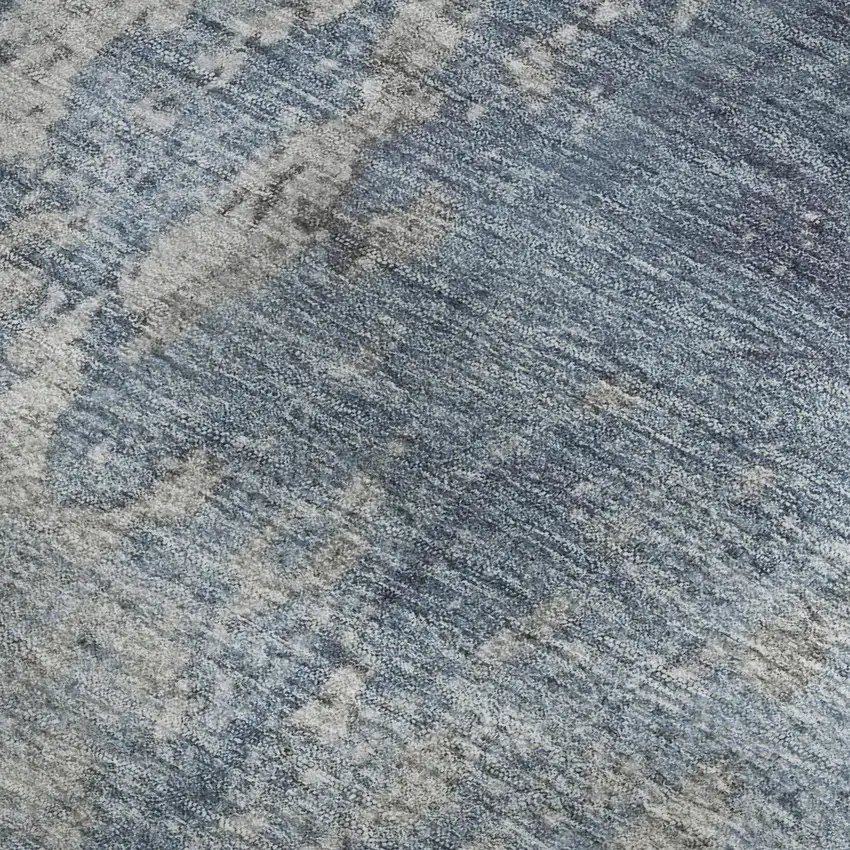Denim Blue And Gray Abstract Washable Area Rug With UV Protection Photo 3