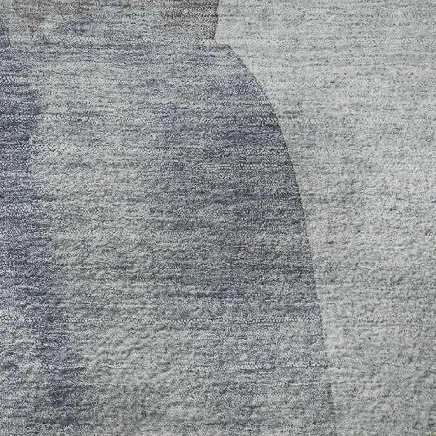 Denim Blue And Gray Abstract Washable Area Rug With UV Protection Photo 3