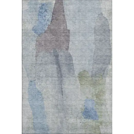 Denim Blue And Gray Abstract Washable Area Rug With UV Protection Photo 7