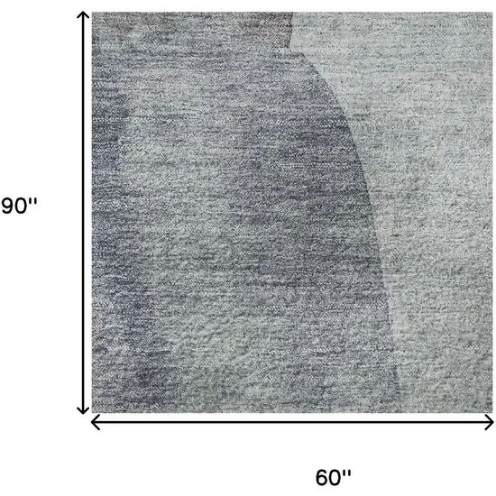 Denim Blue And Gray Abstract Washable Area Rug With UV Protection Photo 9