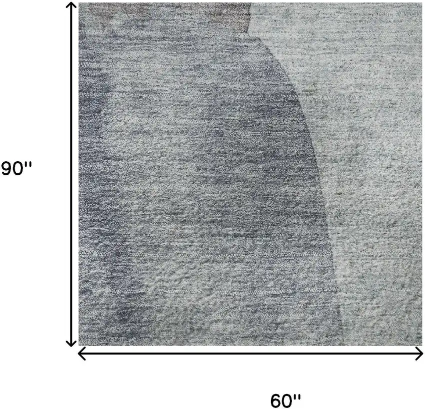 Denim Blue And Gray Abstract Washable Area Rug With UV Protection Photo 9