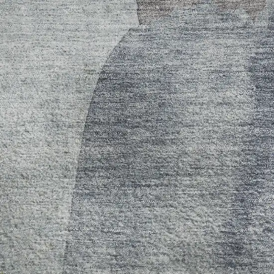 Denim Blue And Gray Abstract Washable Area Rug With UV Protection Photo 4