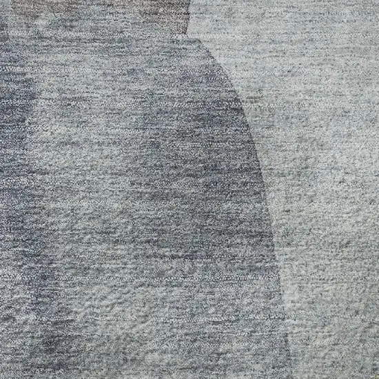 Denim Blue And Gray Abstract Washable Area Rug With UV Protection Photo 1