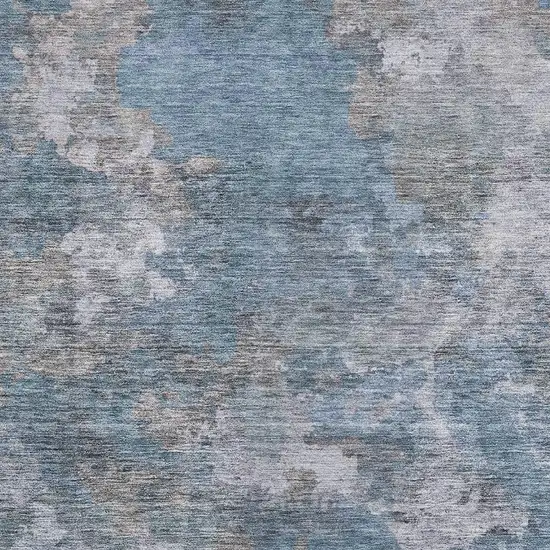 Denim Blue And Gray Abstract Washable Area Rug With UV Protection Photo 3
