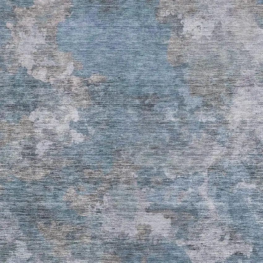 Denim Blue And Gray Abstract Washable Area Rug With UV Protection Photo 3