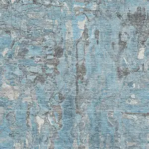 Photo of Denim Blue And Gray Abstract Washable Area Rug With UV Protection