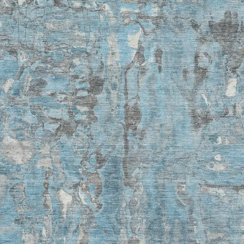 Denim Blue And Gray Abstract Washable Area Rug With UV Protection Photo 3