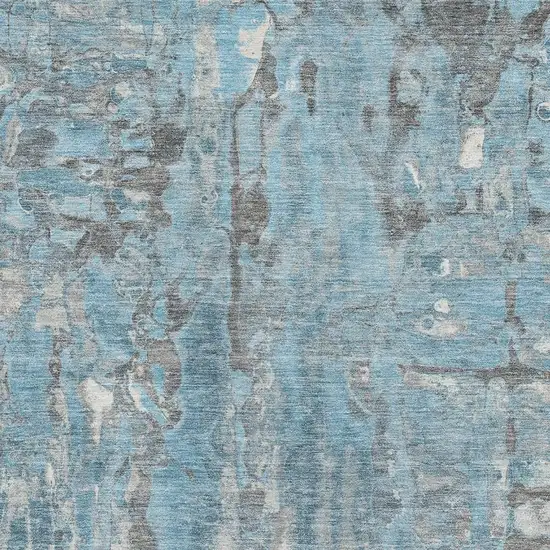 Denim Blue And Gray Abstract Washable Area Rug With UV Protection Photo 3