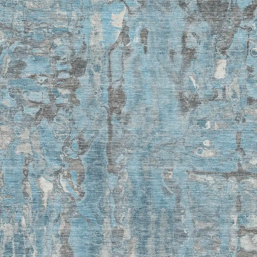 Denim Blue And Gray Abstract Washable Area Rug With UV Protection Photo 3