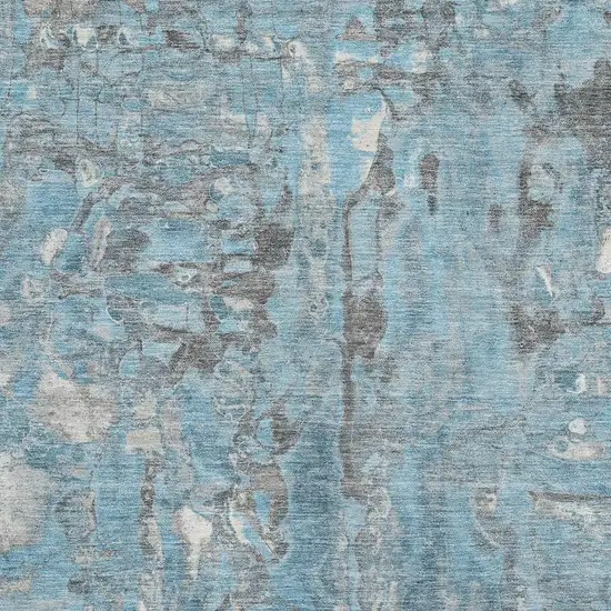 Denim Blue And Gray Abstract Washable Area Rug With UV Protection Photo 3