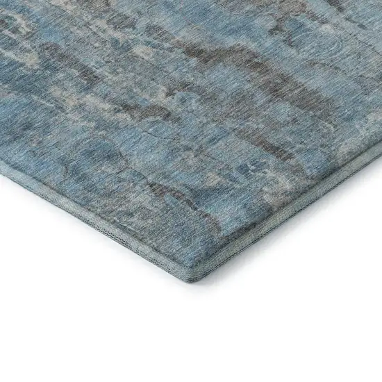 Denim Blue And Gray Abstract Washable Area Rug With UV Protection Photo 7