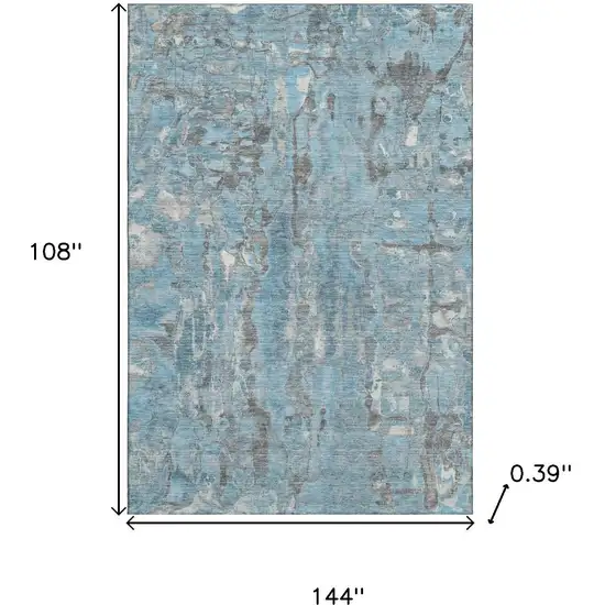 Denim Blue And Gray Abstract Washable Area Rug With UV Protection Photo 9