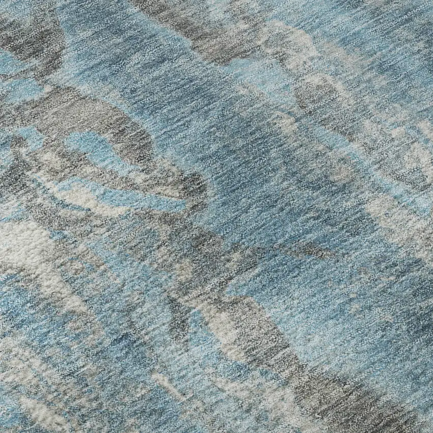 Denim Blue And Gray Abstract Washable Area Rug With UV Protection Photo 8