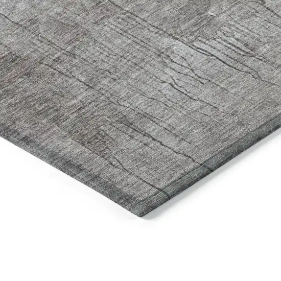 Denim Blue And Gray Abstract Washable Indoor Outdoor Area Rug Photo 9