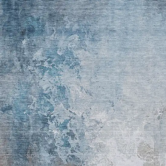 Denim Blue And Gray Abstract Washable Indoor Outdoor Area Rug Photo 6