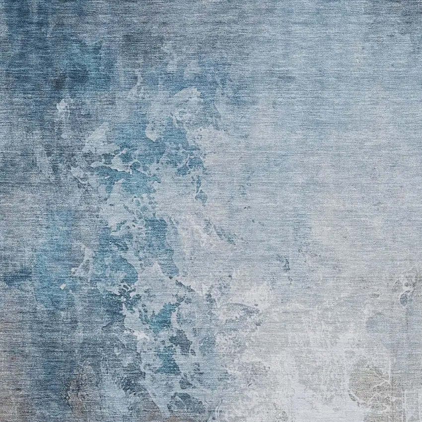 Denim Blue And Gray Abstract Washable Indoor Outdoor Area Rug Photo 6