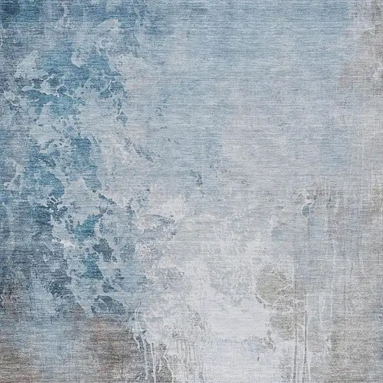 Denim Blue And Gray Abstract Washable Indoor Outdoor Area Rug Photo 3
