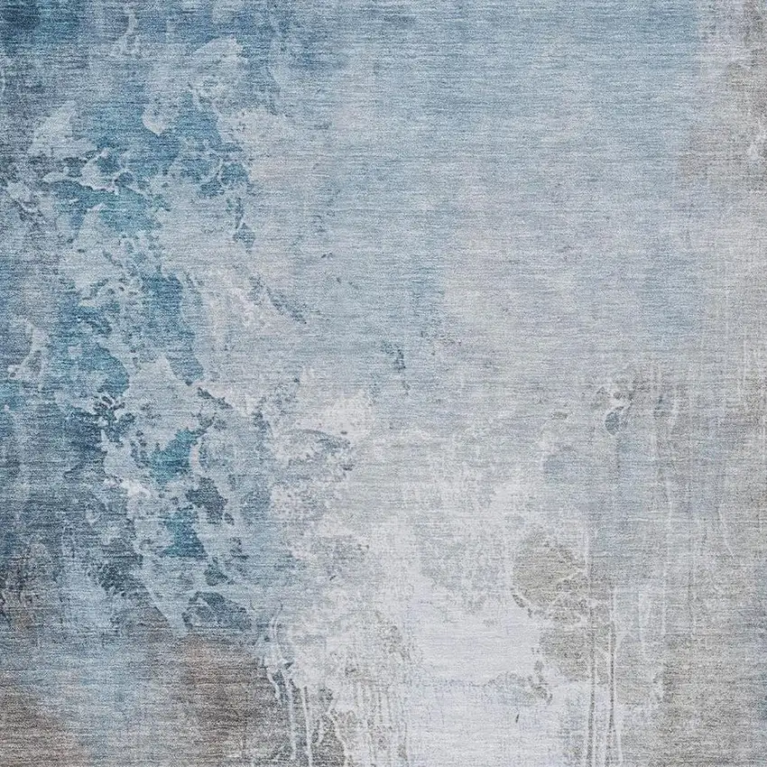 Denim Blue And Gray Abstract Washable Indoor Outdoor Area Rug Photo 3