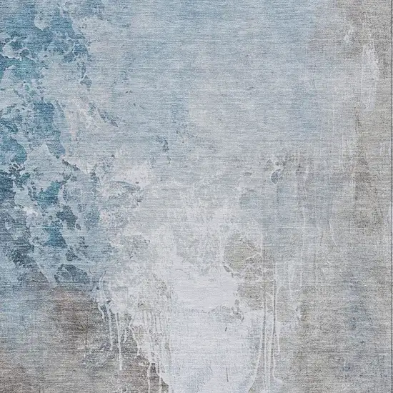 Denim Blue And Gray Abstract Washable Indoor Outdoor Area Rug Photo 7