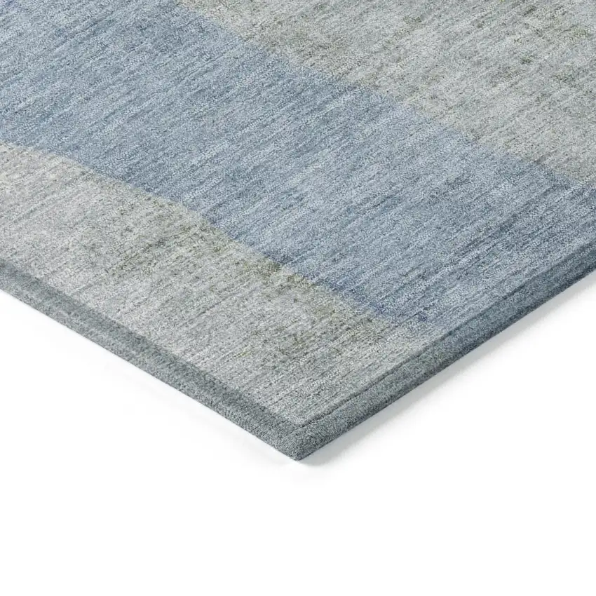 Denim Blue And Gray Abstract Washable Indoor Outdoor Area Rug Photo 9