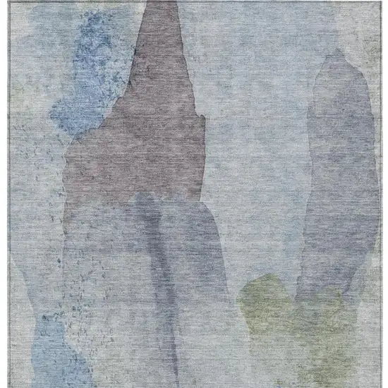 Denim Blue And Gray Abstract Washable Indoor Outdoor Area Rug Photo 8